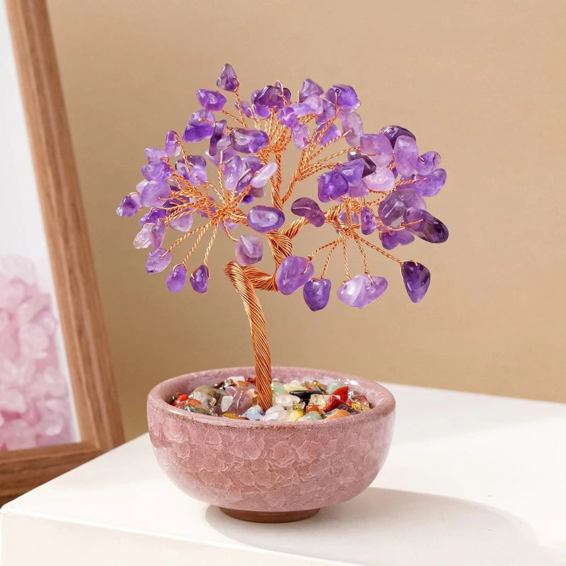 Treasure Basin Crystal Wealth Tree Tea Cup Base Crystal Tree Creative Crystal Decoration Home Decoration Accessories Oasis Select