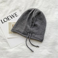 Knitted Bonnet Hoods Female Winter Warm Baggy Slouchy Beanies Hat Women Fashion Drawstring Pullover Cold Hats for Ladies Winter Oasis Select GRAY
