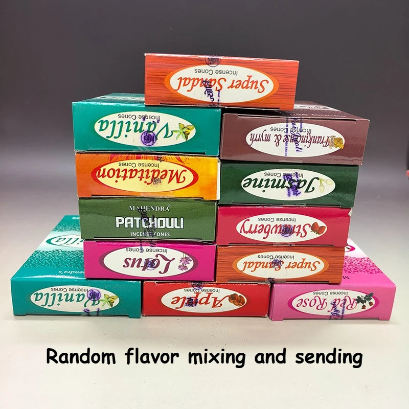 Mahendra 12Boxes Incense Cones，Frankness Patchouli Various Fragrances for Home Meditation and Mood Relief, Convenient To Carry. Oasis Select mixed 12boxes