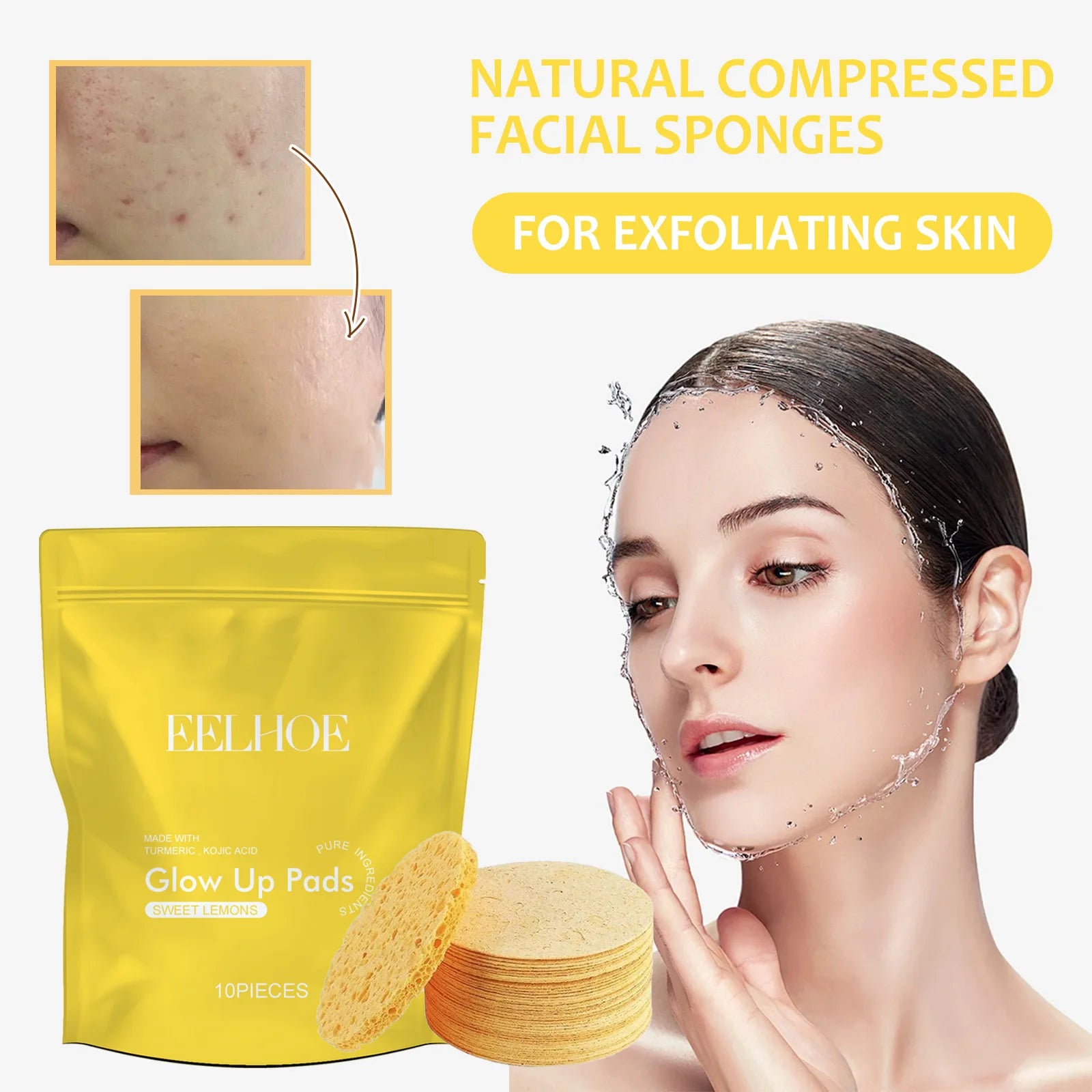 Turmeric Cleansing Pad Deeply Cleanses Skin Removes Dirt Acne Treatment Controls Oil and Softens Exfoliated Tender Skin 10Pads Oasis Select