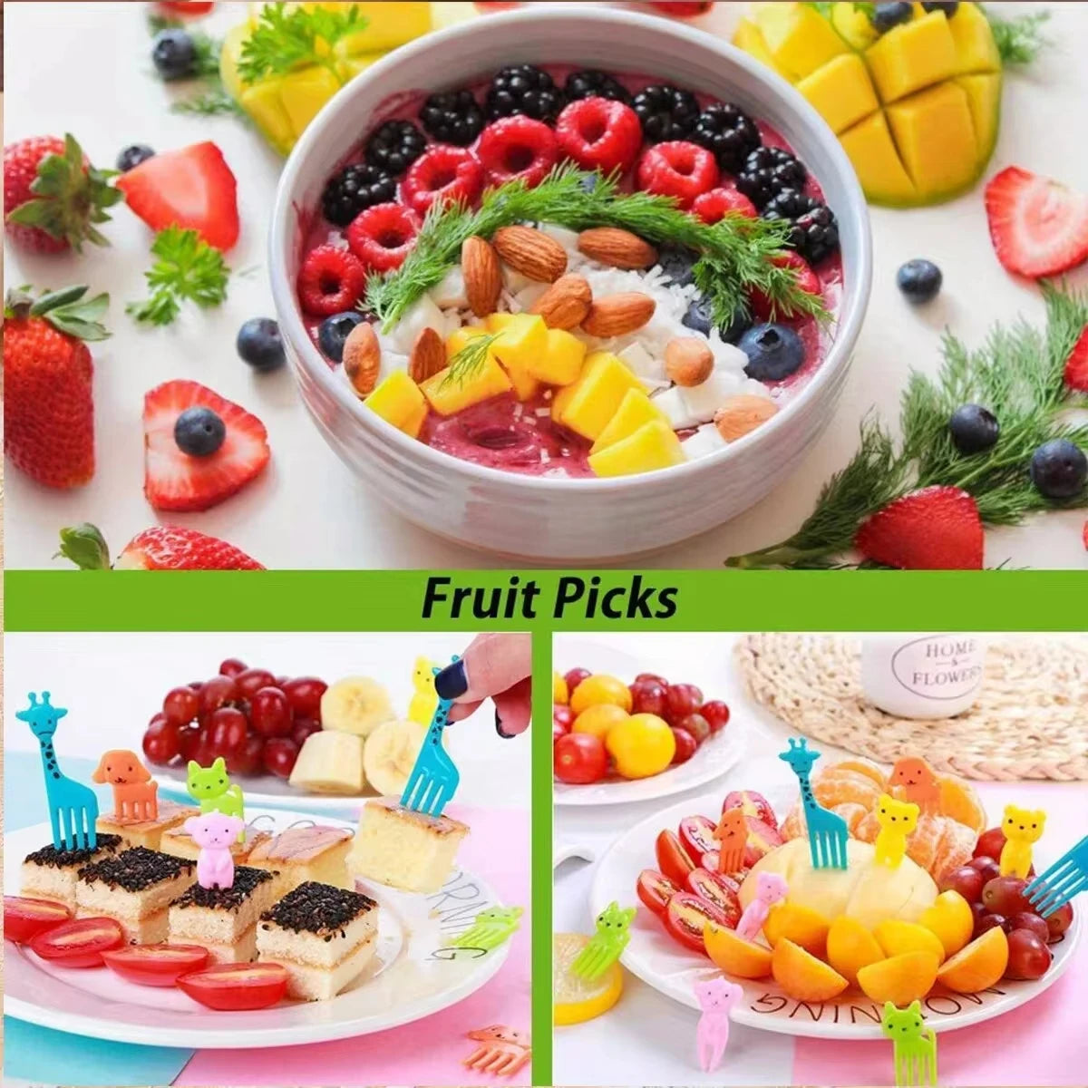 30 Pcs Random Animal Food Forks, Reusable Cute and Funny Cartoon Animal Fruit Food Toothpicks, Fruit Salad Forks, Bento Box Acce Oasis Select