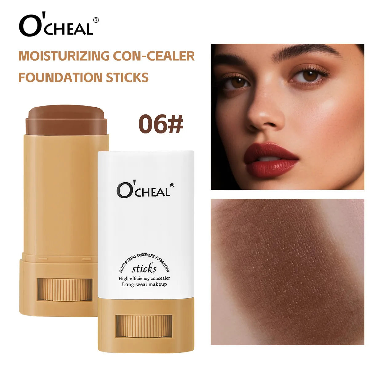 Waterproof Concealer Stick Lightweight Foundation Long Lasting Moisturizing Cover Blemishes Natural Finish Brightening Makeup Oasis Select 06