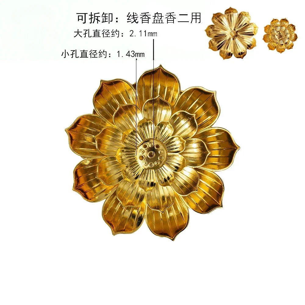 Alloy Incense Burner Stick Holder Buddhism Lotus Line Incense Plate Sandalwood Coil Base Temples Yoga Studios Home Decoration Oasis Select L2