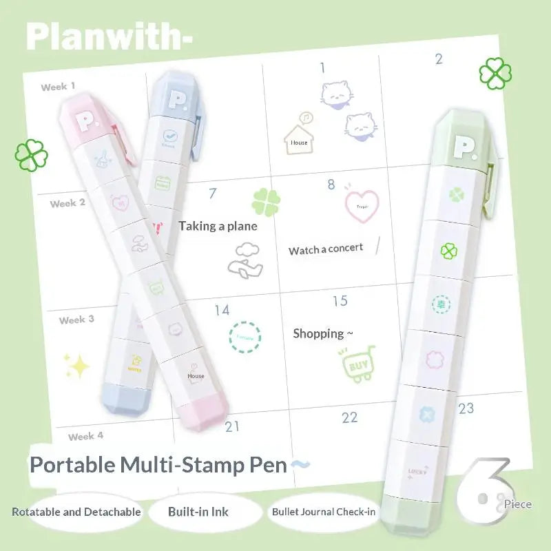 Cute INS Kawaii Multilink Mood Stamp Waterproof Decorative Stamp for Journal Scrapbooking Art Craft Supplies Oasis Select