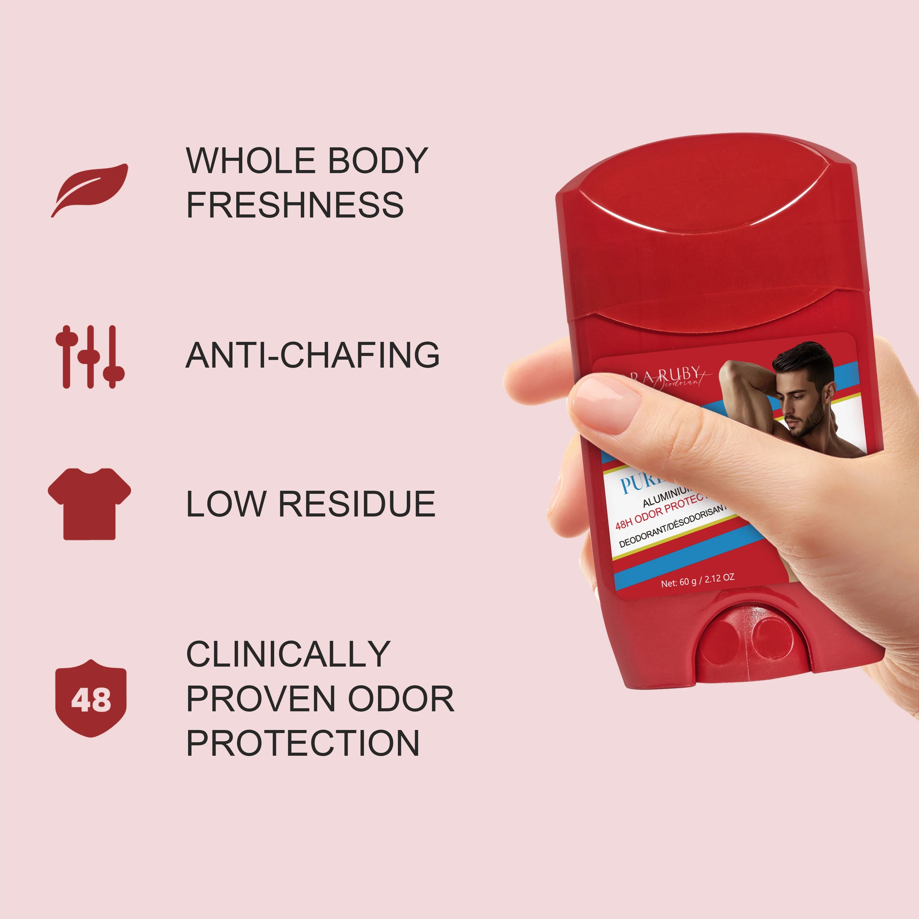 FLORA RUBY Deodorant Men，Body Odor RemoveCream，Aluminum Free，High Endurance，Sweat Defense And Odor Protection，Portable Oasis Select