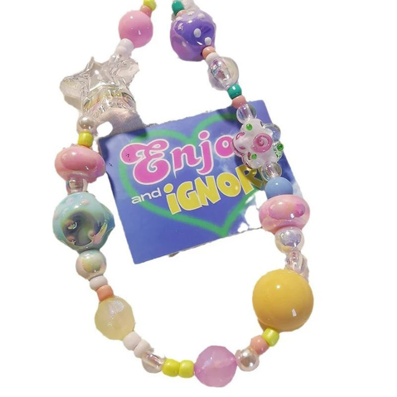 Graffiti Bead Star Bracelet Phone Wrist Lanyard & Key Strap