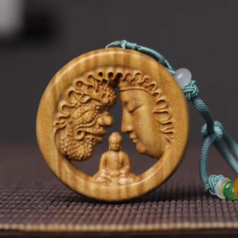 Green sandalwood carving a read between pendant Buddha magic hand pendant car pendant pendant Oasis Select
