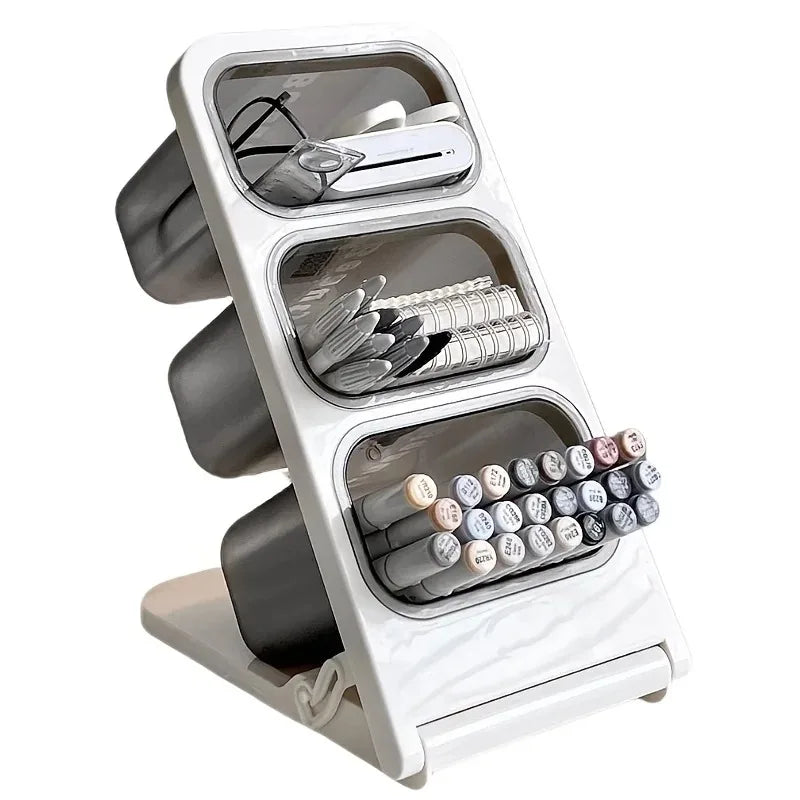 1pcs Oblique Design Desktop Pen Storage Box Large Space Stationery Organizer Holder for School Office Cosmetic Storage Oasis Select