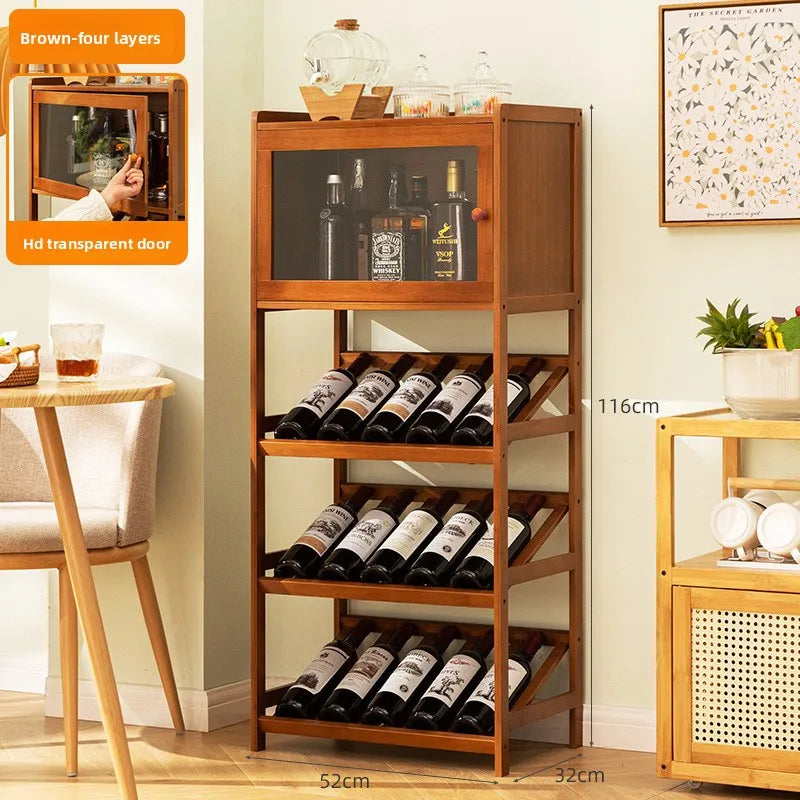 Household small wine cabinets, wine grids, bar tables, display stands, wine decoration, simple, solid wood against the wall Oasis Select Brown 4-52