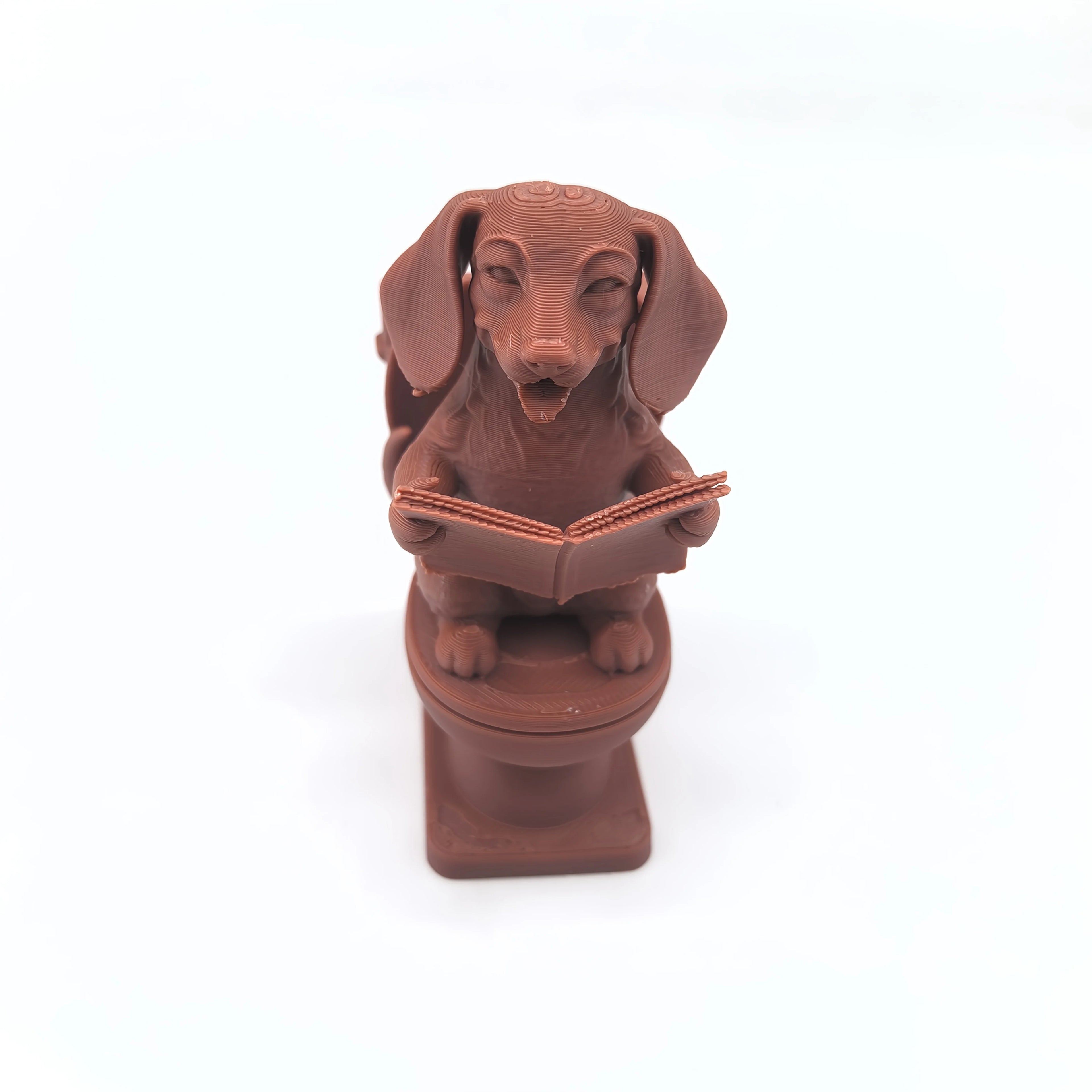 Quirky Dachshund on Toilet Miniature Figurines 3D Printing Desk Mate Humorous Dogs Reading Book Ornaments Decor Home Funny Gifts Oasis Select