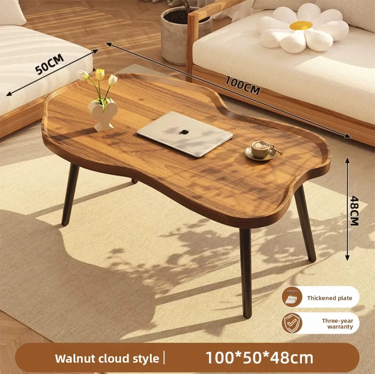 Multi-functional Cloud coffee table living room home sofa side table modern table sturdy and durable Oasis Select Walnut 100