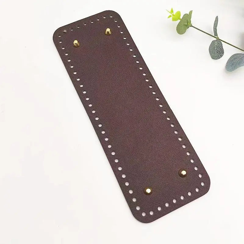 Handmade Rectangular 28 * 10cm Bottom For Knitted Bag PU Leather Pad Handcraft Bag Base With Holes DIY Crochet Bag Bottom Oasis Select Brown