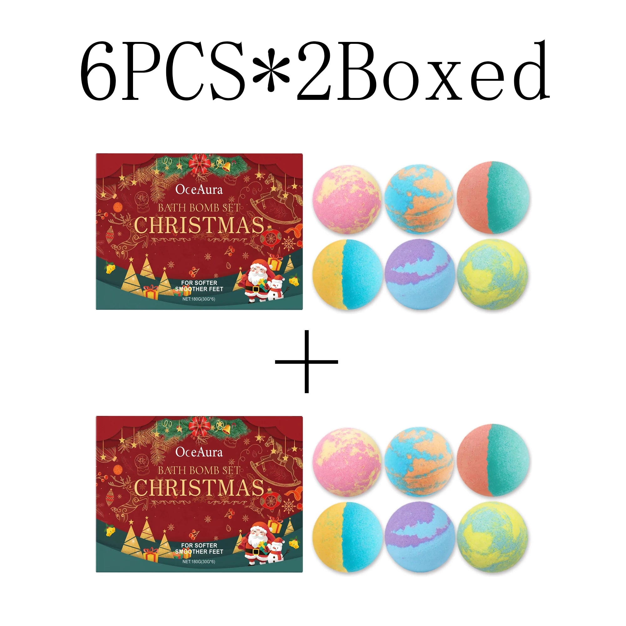 OceAura Christmas Bath Bomb Gift Set – 6 Fizzy Scented Bombs Bath Bomb Gift Set Oasis Select 6pcs X 2boxed