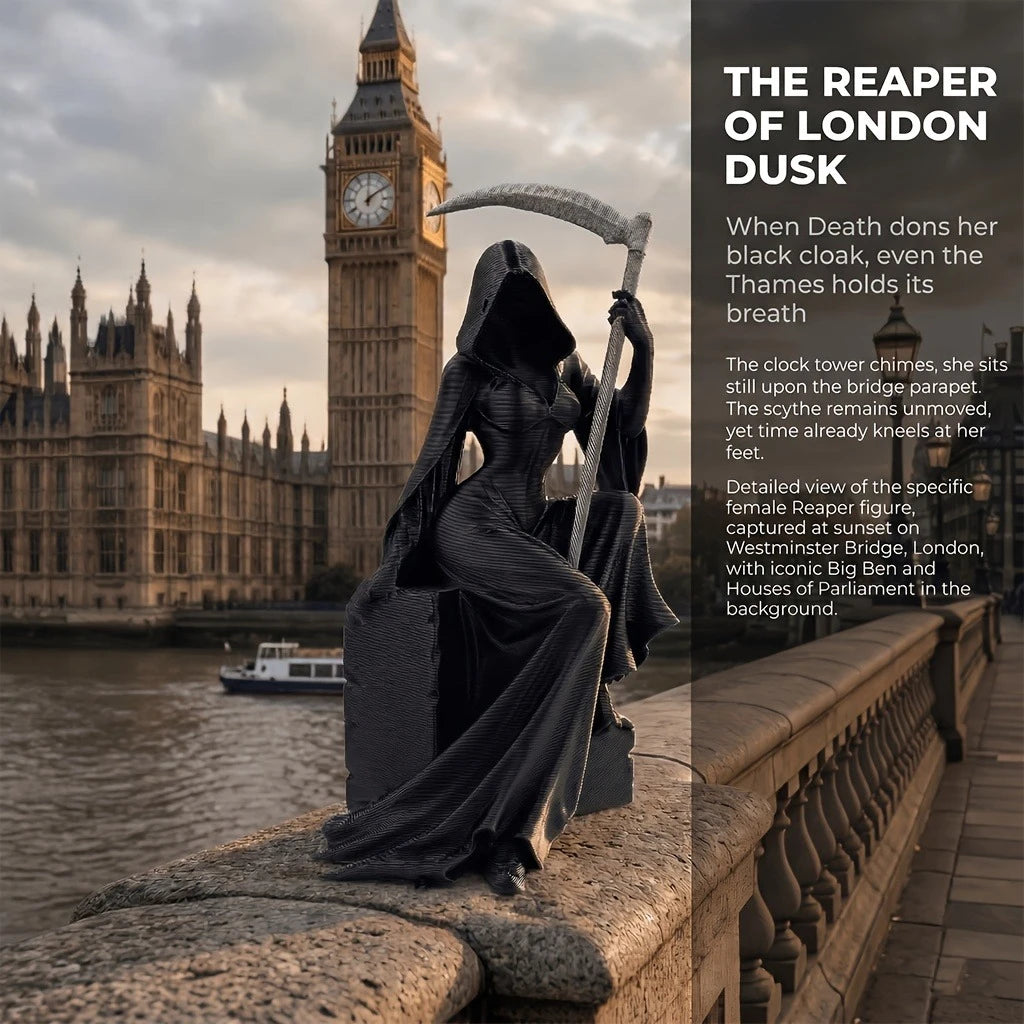 Grim Reaper Figurine Dark Gothic Statue Thames Riverside Sculpture Home Desk Shelf Decor Collectible Ornament Festival Gift Oasis Select