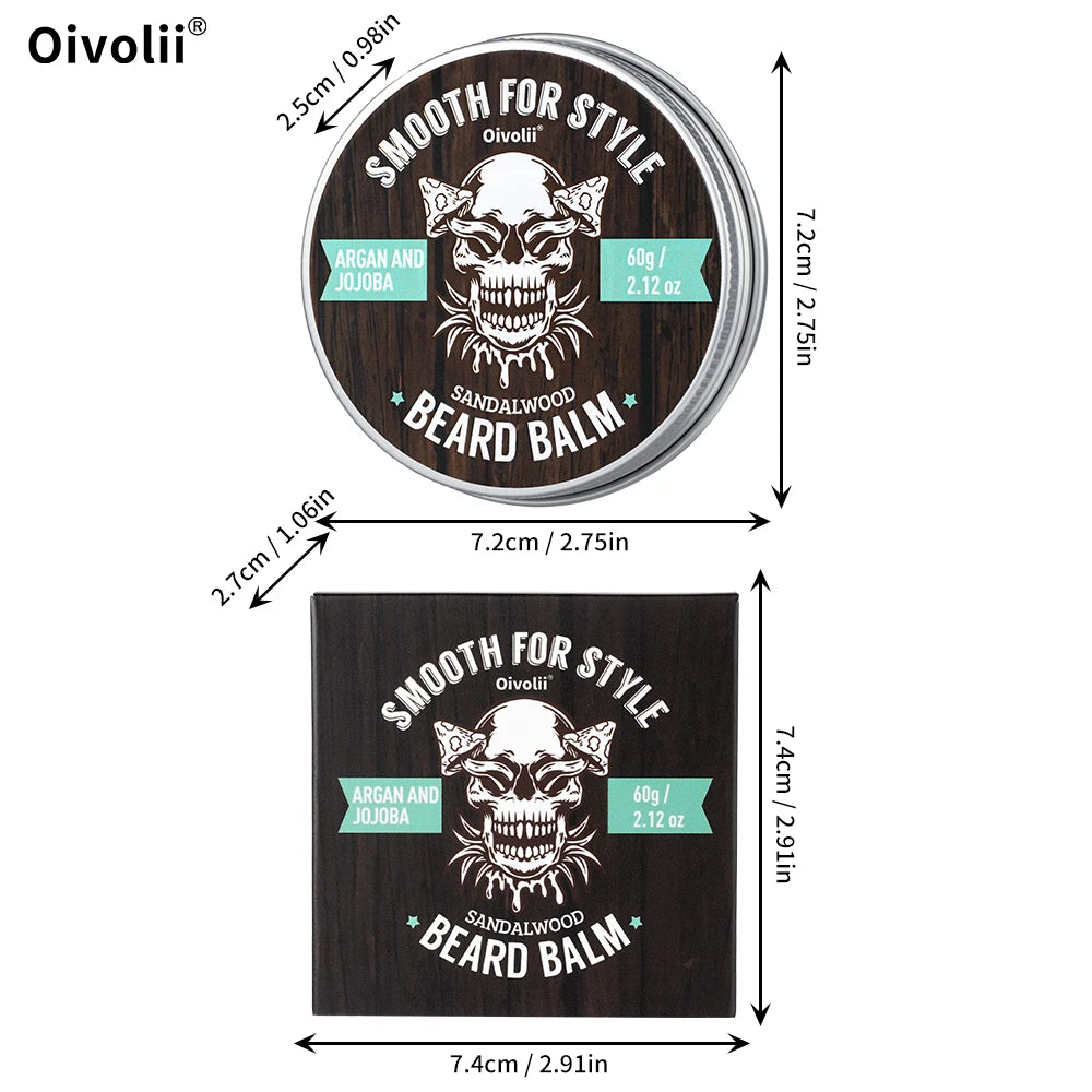 Beard Balm for Men - Beard Growth Argan Oil with Jojoba Oil & Coconut Oil - Moisturizing, Hydrating and Softening Cream Oasis Select