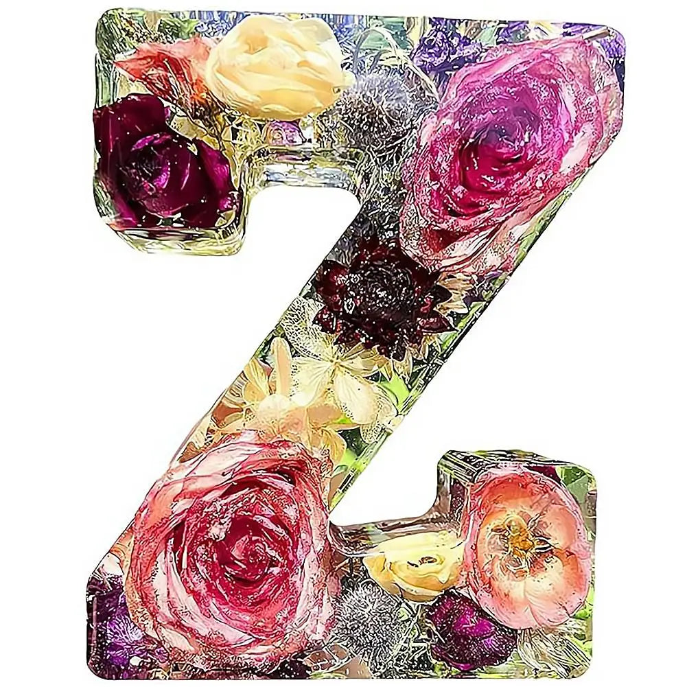 Floral Resin LED Letter Light – Dried Flower Night Lamp