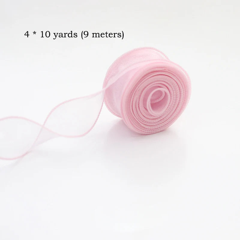10yards Roll Silk Ribbon 40mm Satin Ribbon Organza Ribbons Gift Wrapping Handmade Wedding Birthday Party Decor Bow Diy Craft Oasis Select Light pink 10Yards
