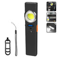 Multi Functional LED Sensor Flashlight with Pen Clip Rechargeable Magnetic Work Light Outdoor Torch Lamp for Camping Hiking Home Oasis Select Black