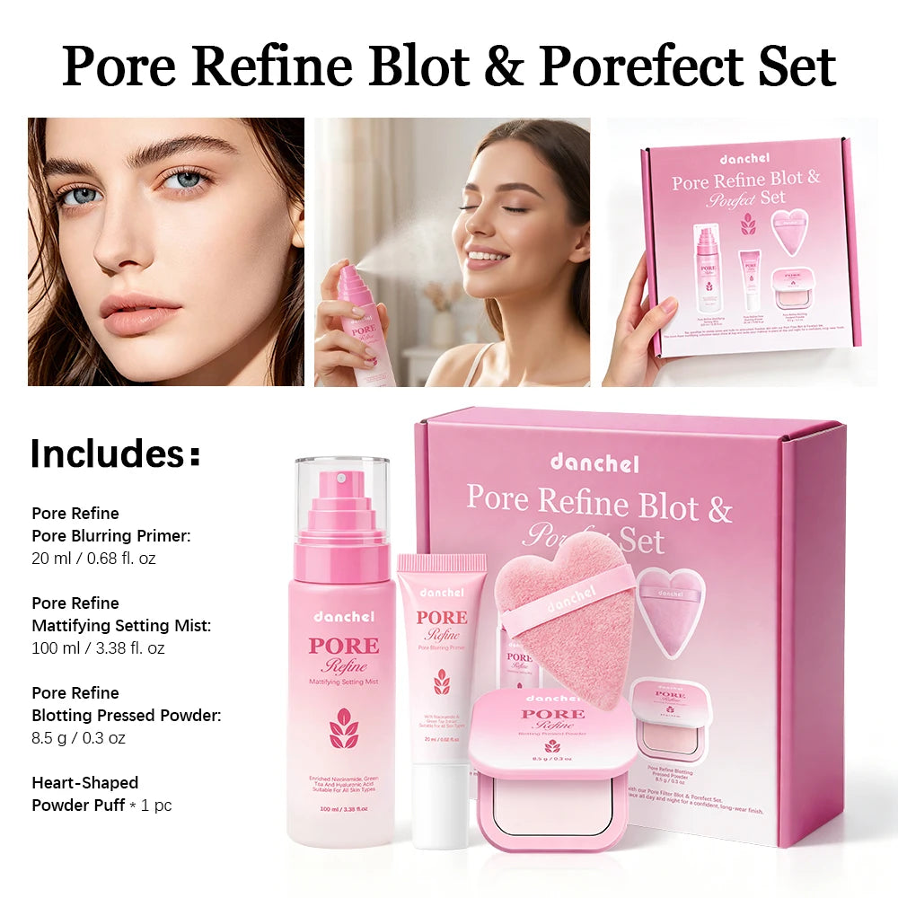 4-Piece Matte Makeup Set – Primer, Setting Spray & Powder Kit Makeup Bundle Set Oasis Select 1set