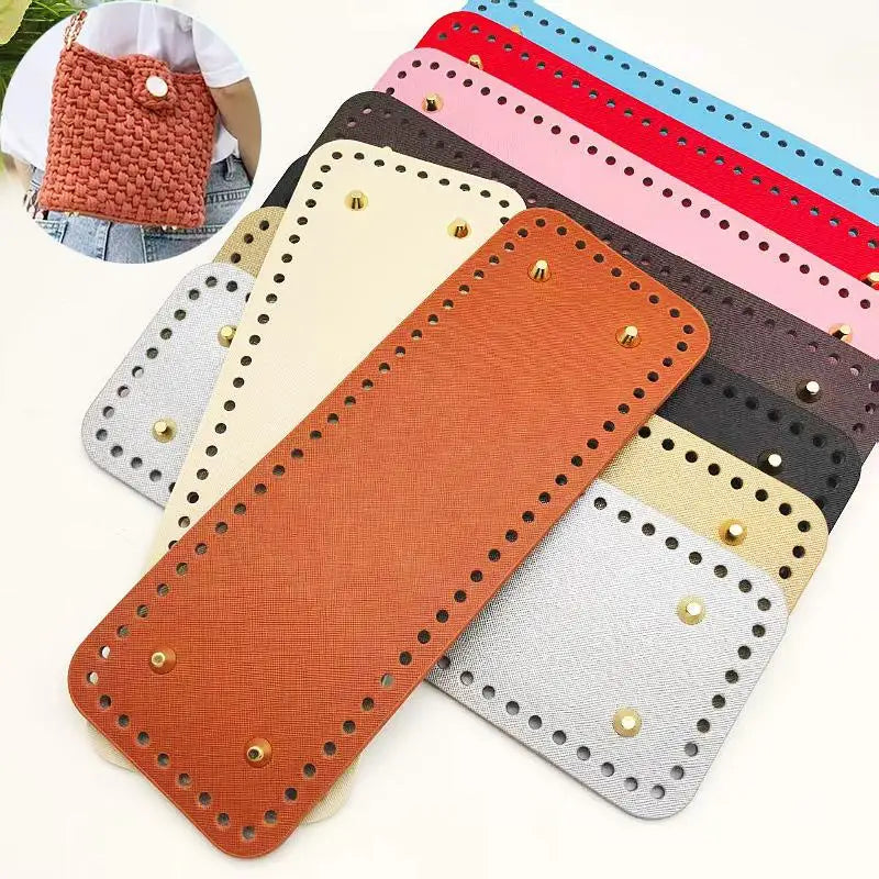 Handmade Rectangular 28 * 10cm Bottom For Knitted Bag PU Leather Pad Handcraft Bag Base With Holes DIY Crochet Bag Bottom Oasis Select
