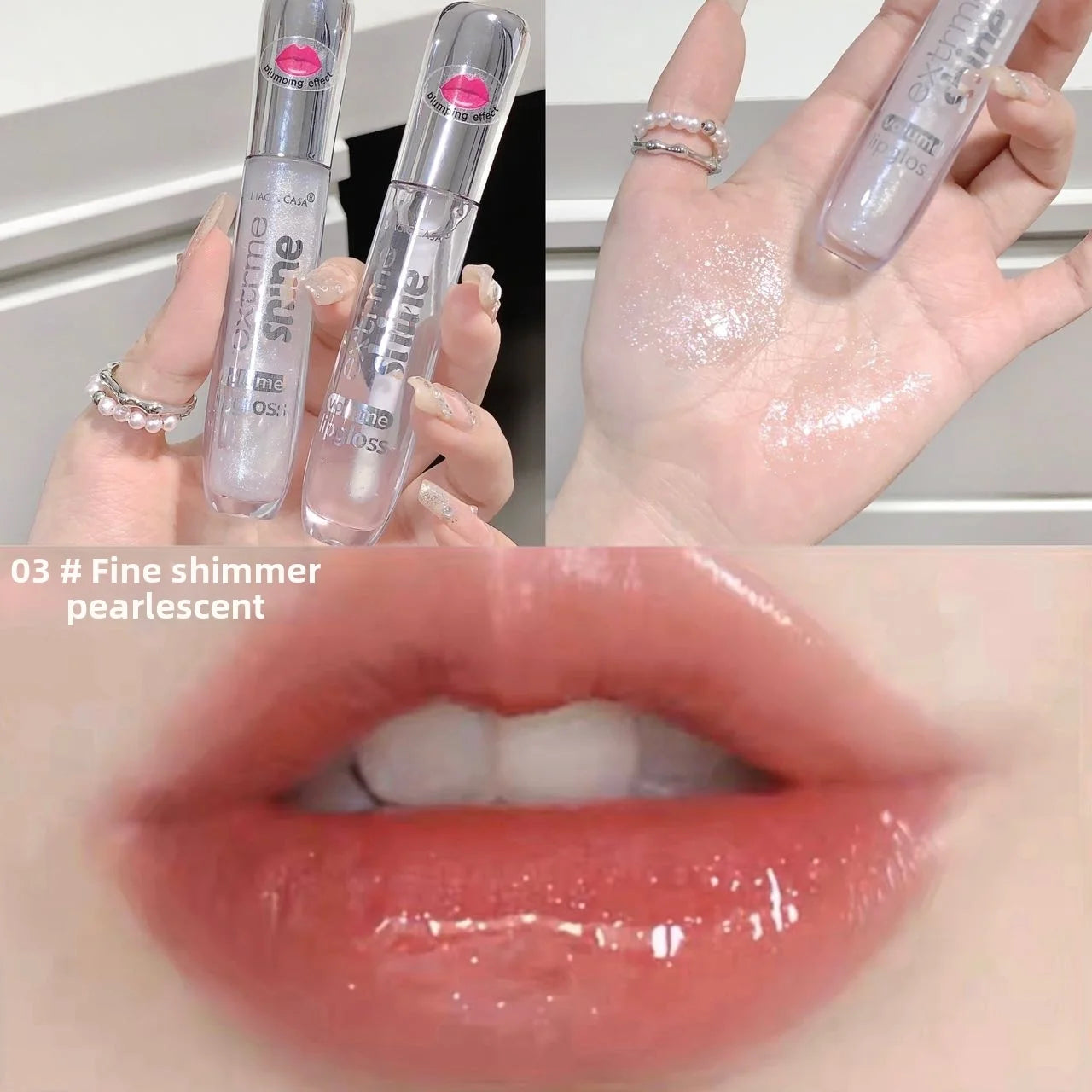 MAGIC CASA Shimmer Lip Oil Gloss – Hydrating Pearlescent Glaze