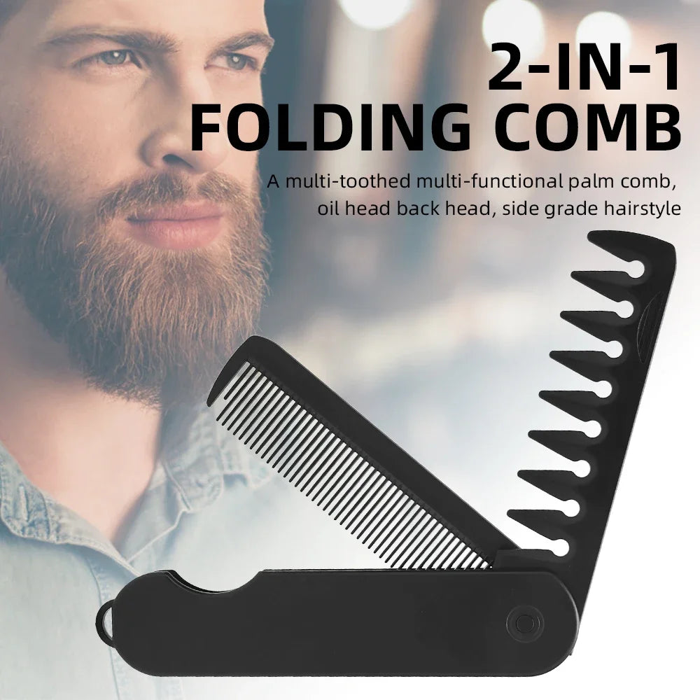 Barber Hair Clipper Folding Combs Multifuncional Plastic Wide Tooth Oil Head Comb Beard Combing Two In One Styling Tools Oasis Select