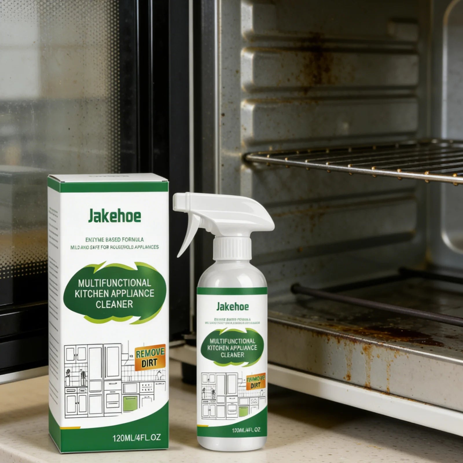 Jakehoe Kitchen Appliance Cleaner Powerful Grease Remover Decontamination Gentle Household Multifunctional Kitchen Cleaner 120ml Oasis Select