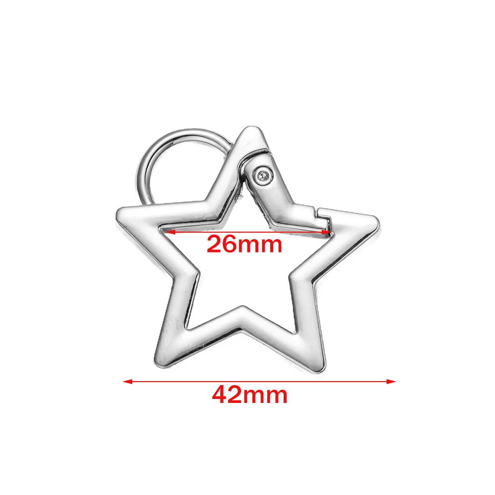 5pcs Star Small Carabiners Clips Metal Trigger Spring Rings Snap Hooks DIY Charms Accessory for Keychains Bag Purse Craft Making Oasis Select B silver 42mm