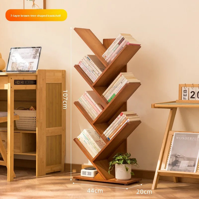 bookshelf Floor-to-ceiling shelf Living room integrated against the wall Corner small bookshelf Narrow children's bookcase Oasis Select Brown 7 layers