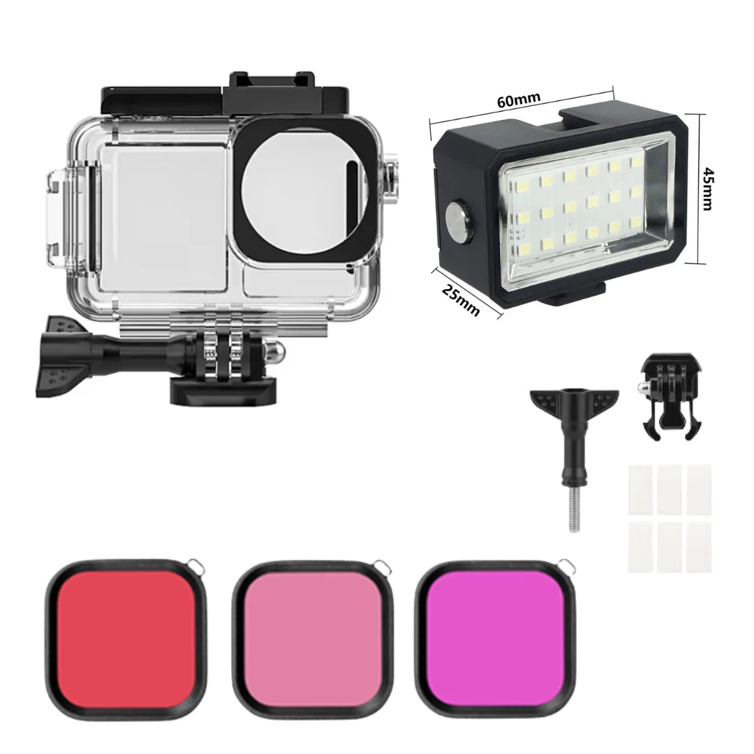 70M Dive Housing for DJI Osmo Action 6 + Underwater Fill Light