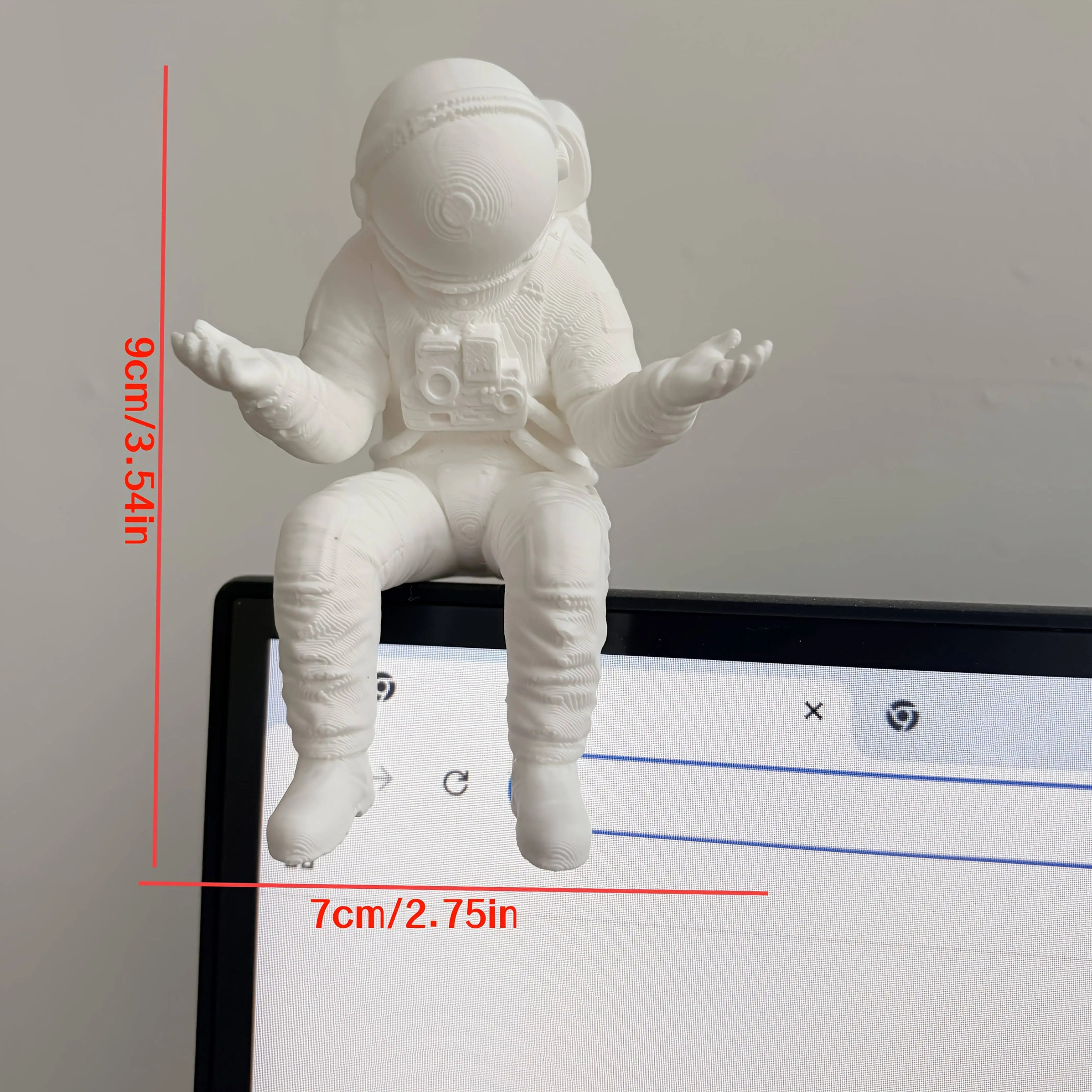 Funny Seated doubt "What Can I Do" Astronaut Figurine Mini Desk Monitor Topper Spaceman Sculpture for Home Office Car Decor gift Oasis Select astronaut white