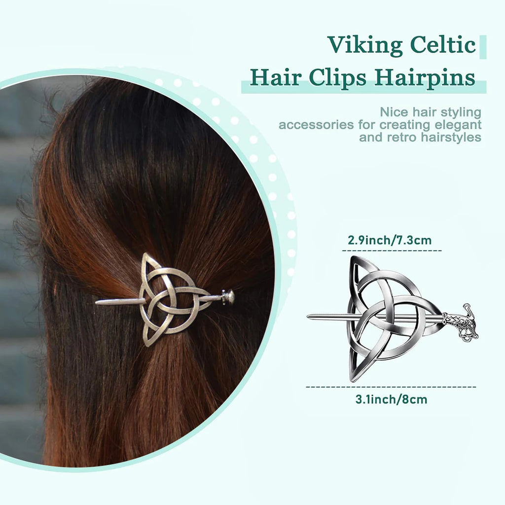 Celtic Knot Silver Hair Clips Vintage-Inspired Hair Claws for Women Symbolic Barrettes for Long Hair Braids Oasis Select