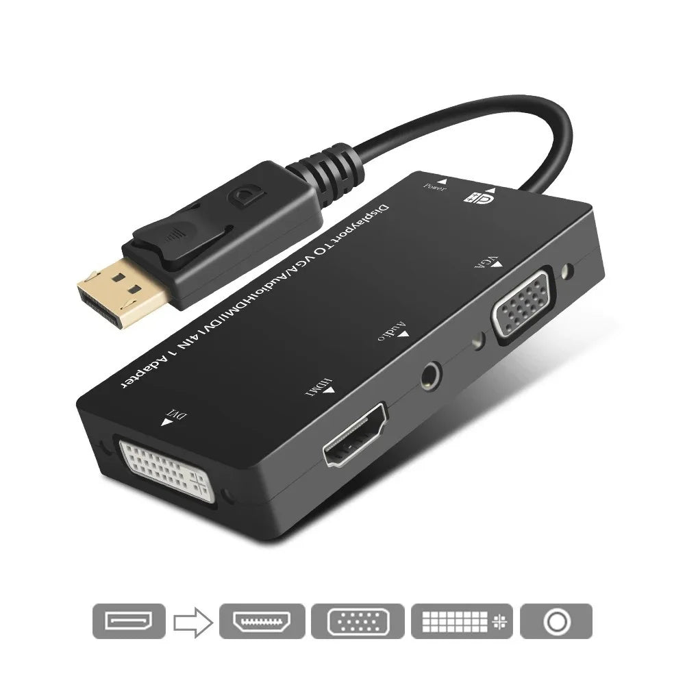 1080P Displayport DP TO HDMI-Compatible DVI VGA Adapter HUB For Projector TV Laptop PC Display Port Converter Connector cable Oasis Select