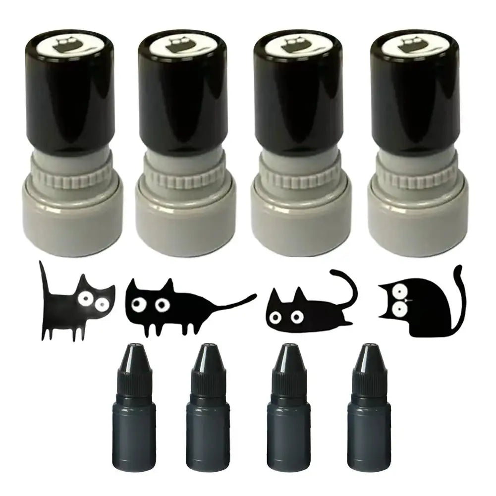 Cute Cartoon black Cat Stamp 4 Styles Cat Stamp DIY Scrapbooking Decoration For Journals, Scrapbook, Cards & Teacher Rewards Oasis Select Set
