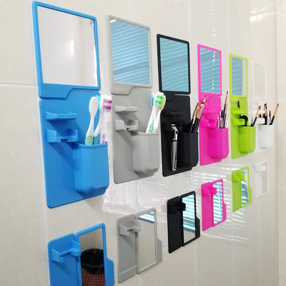 Silicone Shower Mirror & Toothbrush Holder – Self-Grip, Shatterproof