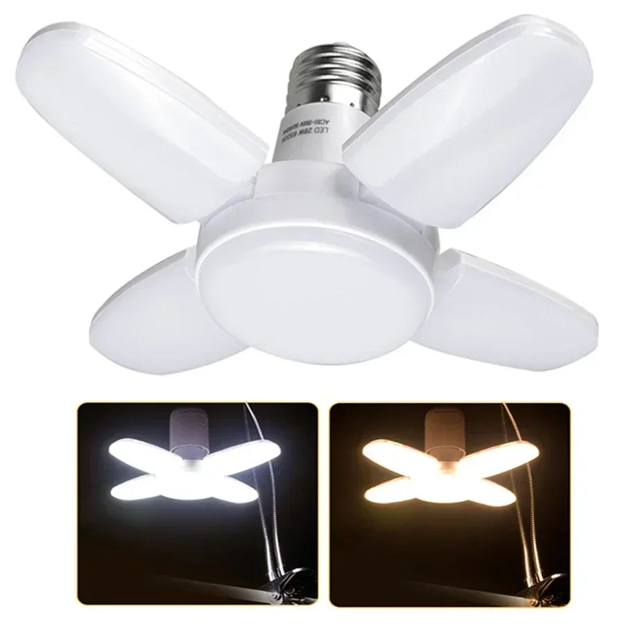 4 Leaf Shape LED Bulb AC 85-265V E27 LED Lamp 28W Foldable Led Lights Mini Leaf Light For Home Living Room Warehouse Garage Oasis Select