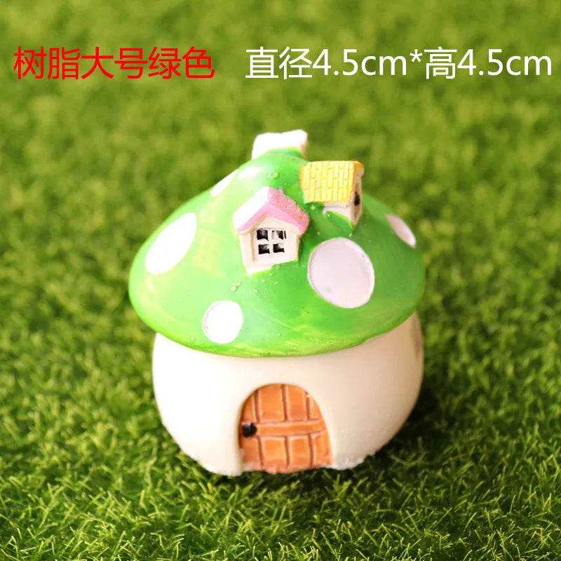 Mini Resin Moss Micro Landscape Decor Outdoor Fairy Miniature Garden Mushroom House Ornaments Handicraft Flower Pot Accessories Oasis Select L-green