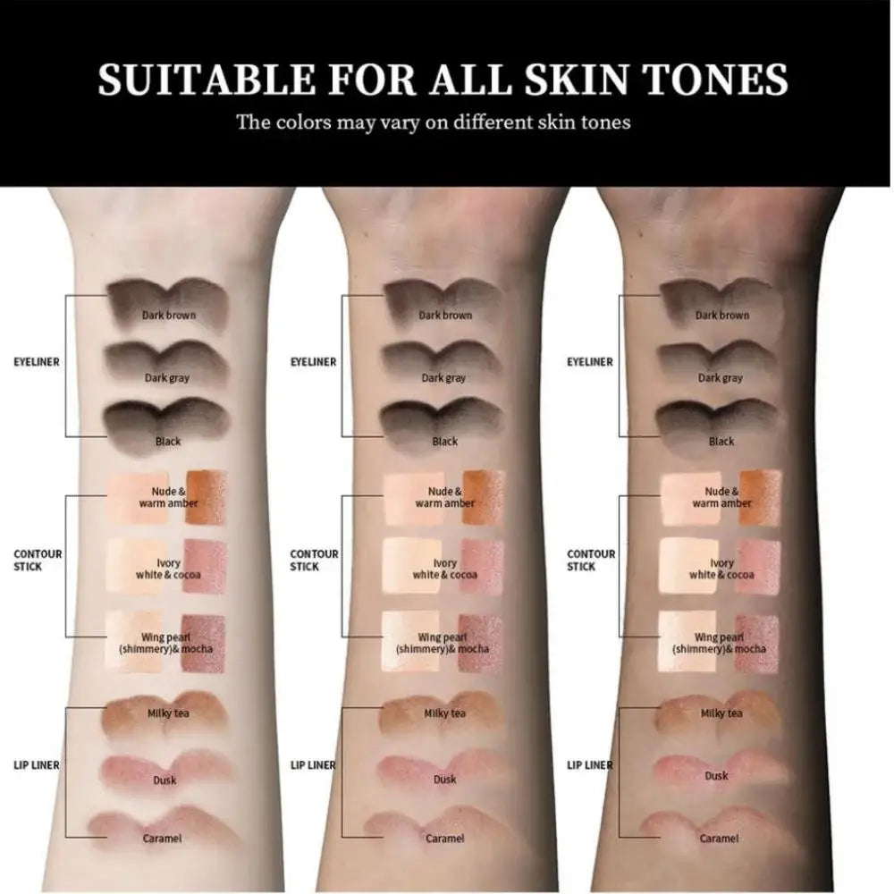 3pcs Matte Velvet Lipstick Set Waterproof Eyeliner Contour Stick Long Lasting Natural Makeup Kit For Face Beauty Oasis Select