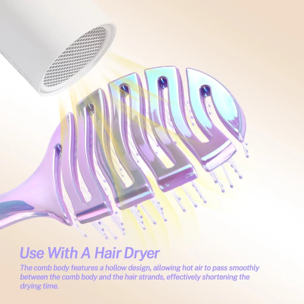Iridescent Crescent Moon Detangling Hairbrush & Scalp Massager Detangling Hairbrush Oasis Select