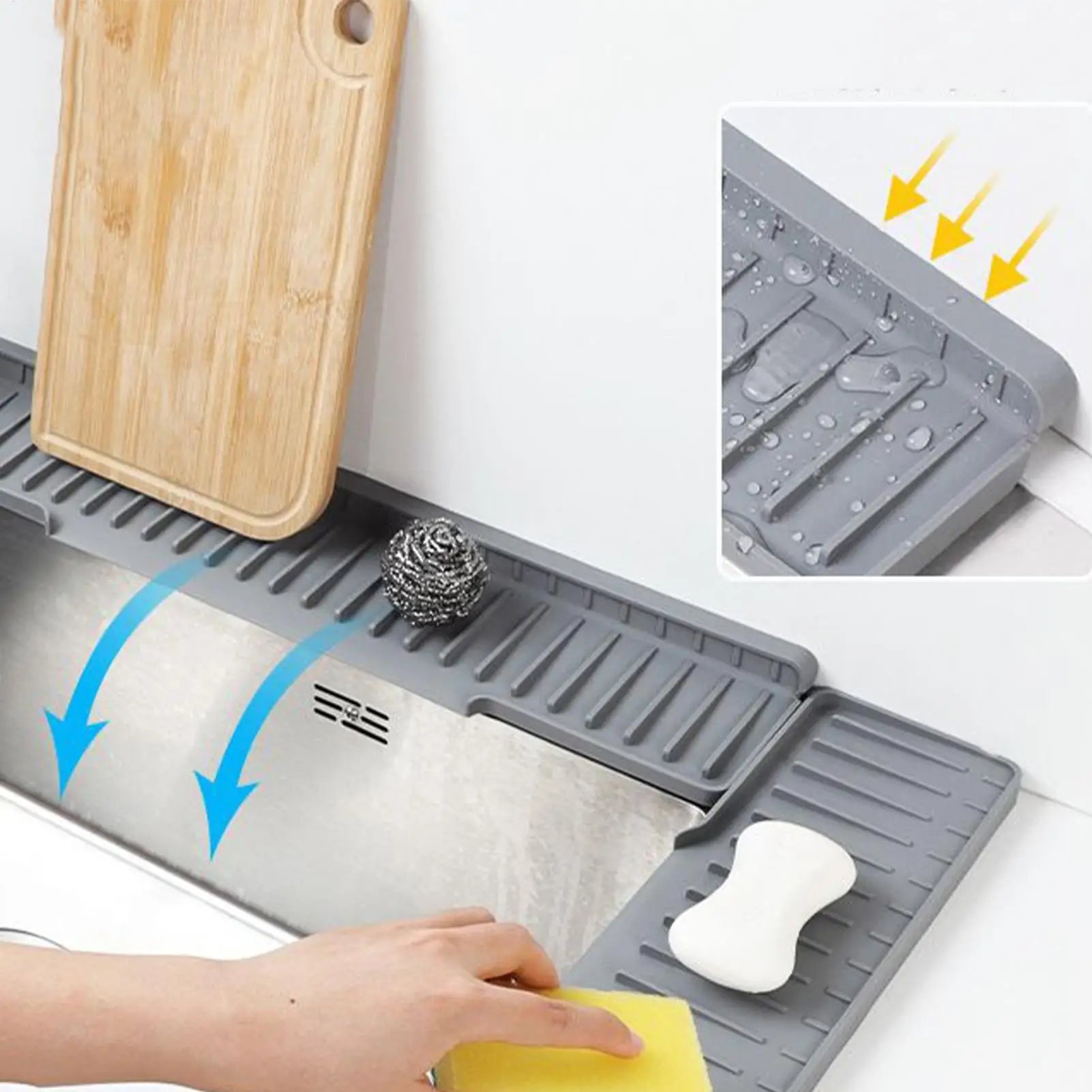 Kitchen Sink Faucet Mat Long Silicone Sink Faucet Mat Splash Guard for Absorbent Sink Countertop Protectors Mat Kitchen Gadgets Oasis Select