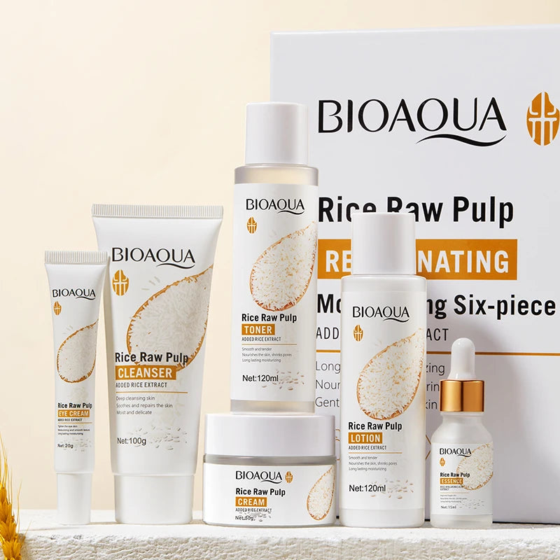 BIOAOUA Rice Puree 6-Piece Moisturizing Facial Skincare Set