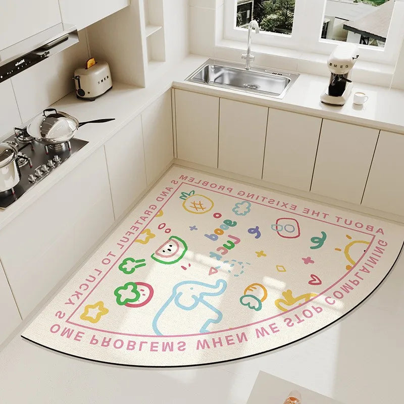 Nordic retro floor mats for bathroom, toilet, kitchen, household, cuttable, water-absorbent, quick-drying, non-slip floor mats Oasis Select F 80X80cm