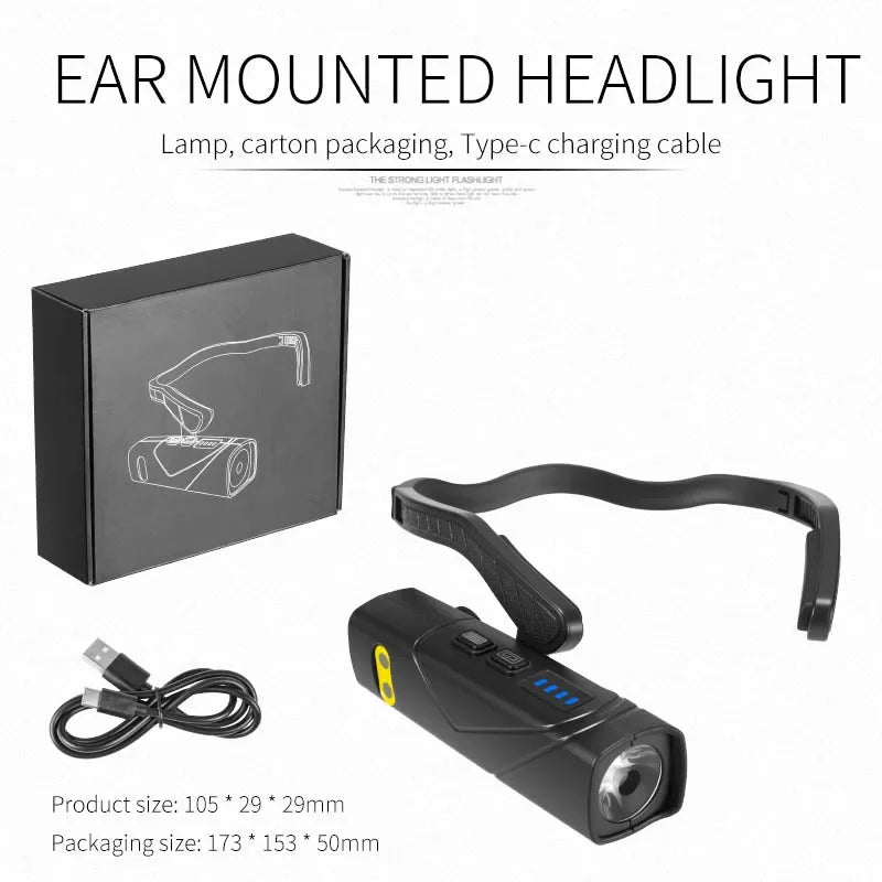 Outdoor Dual Light Source Portable Induction Headlight Usb Charging Night Fishing And Running Hanging Ear Mounted Led Headlight Oasis Select SHE86