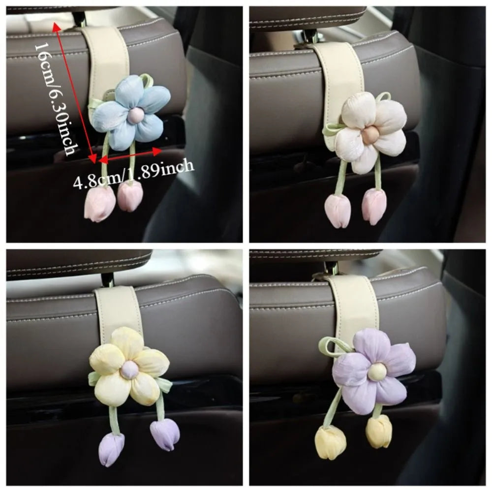 Tulip Flower Car Back Seat Hook | Decorative Leather Hanger