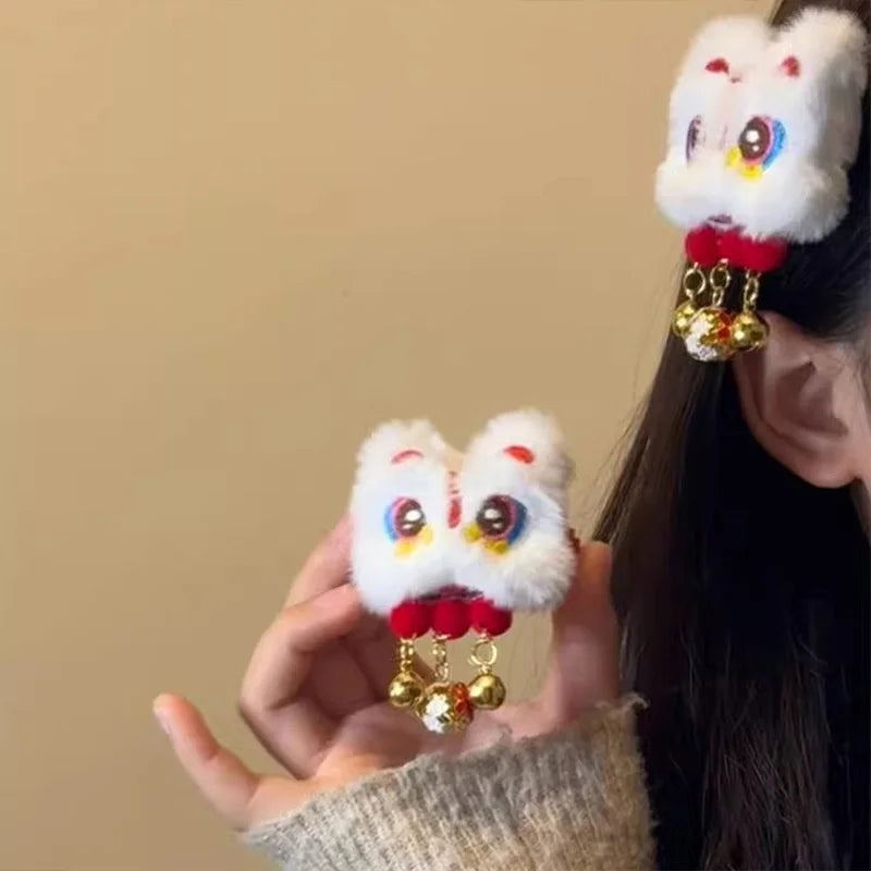 1/2pcs tassel hair clip, red New Year hair clip, Chinese style cute women's autumn and winter ancient style Hanfu headwear Oasis Select 1pc bell