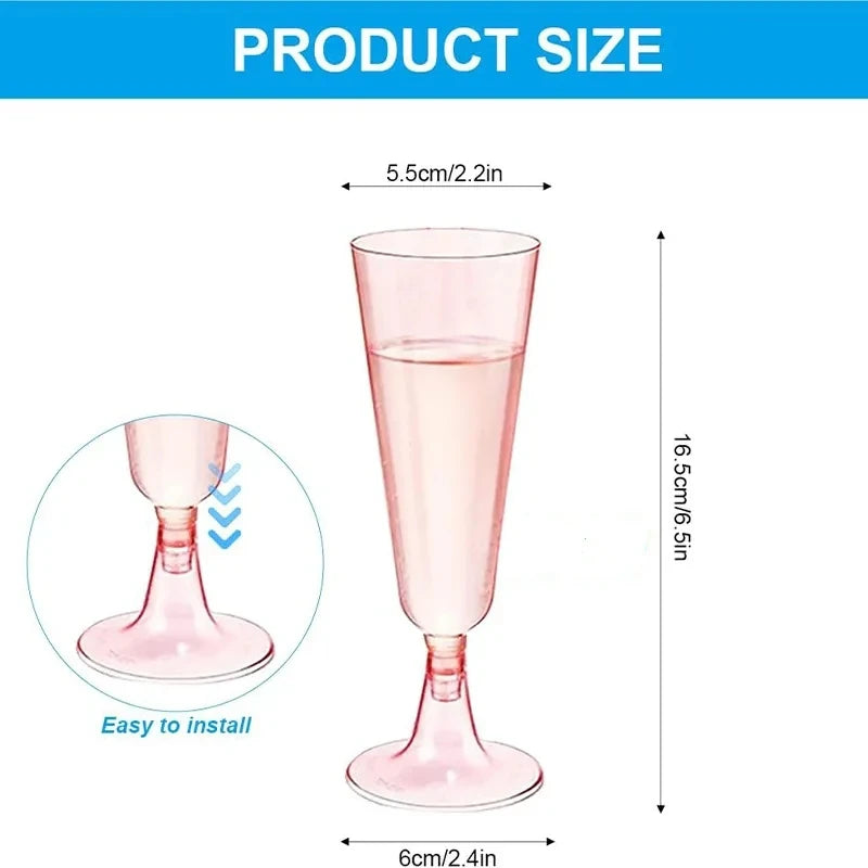 25pcs 150ml Disposable Cups Sparkling Champagne Bar Cups Plastic Champagne Flutes Clear Toasting Glasses for Weddings Party Oasis Select