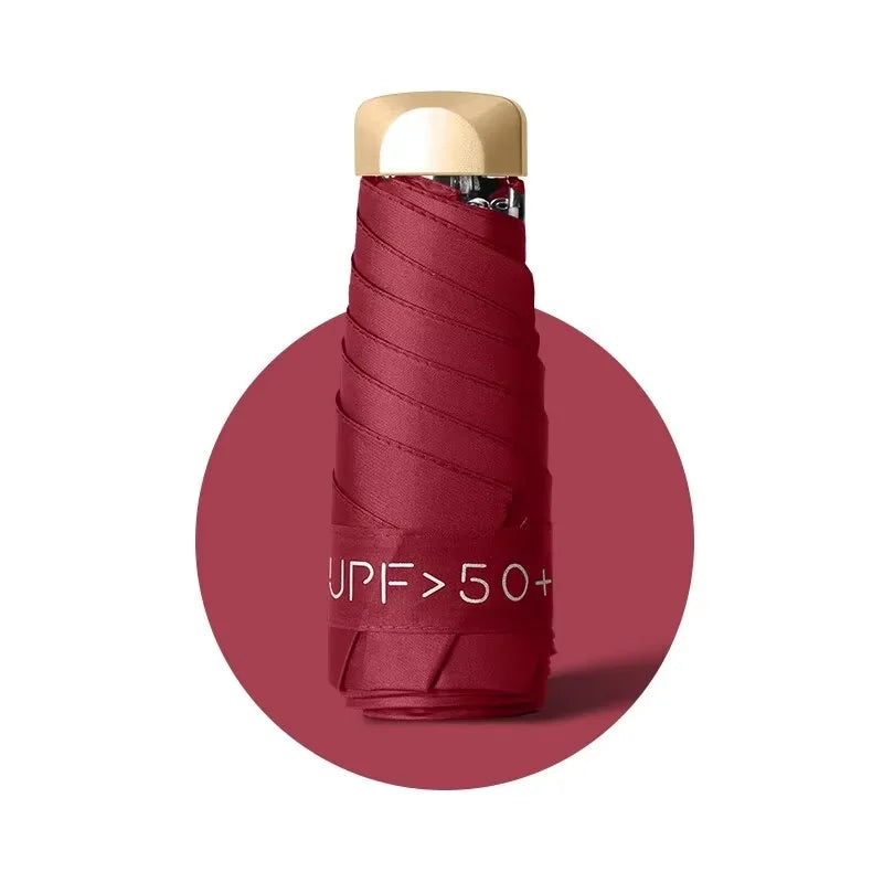 1Pc 55% Off Mini Sun Umbrella Pocket Rain Umbrella Vinyl Folding UV Ultraviolet Protection Sun Shade Pocket Parasol Capsule Oasis Select Burgundy 6K iron