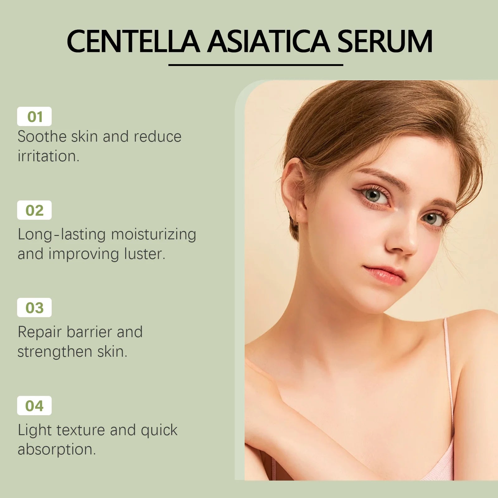 Centella Asiatica Serum Brightening Hydrating Facial Essence Soothing Moisturizing Anti-Redness Beauty Skincare Smooth Texture Oasis Select