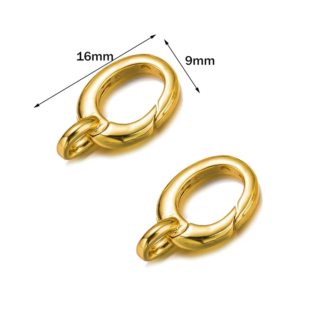2pcs 14K18K Gold Filled Oval Clasp Spring Claps Connector Carabiner Keychain for DIY Jewelry Finding Necklace Bracelet Making Oasis Select