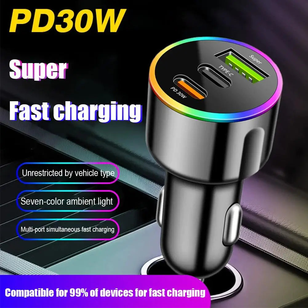 PD Fast Charging Car Charger Type C USB Adapter Dual Port Car Phone Charger for Mobile Phones, Tablets Oasis Select